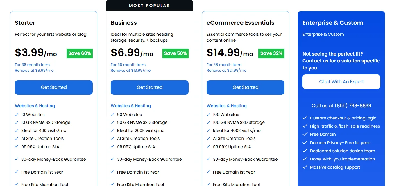خطط وأسعار الاستضافة المشتركة لدى بلوهوست Bluehost