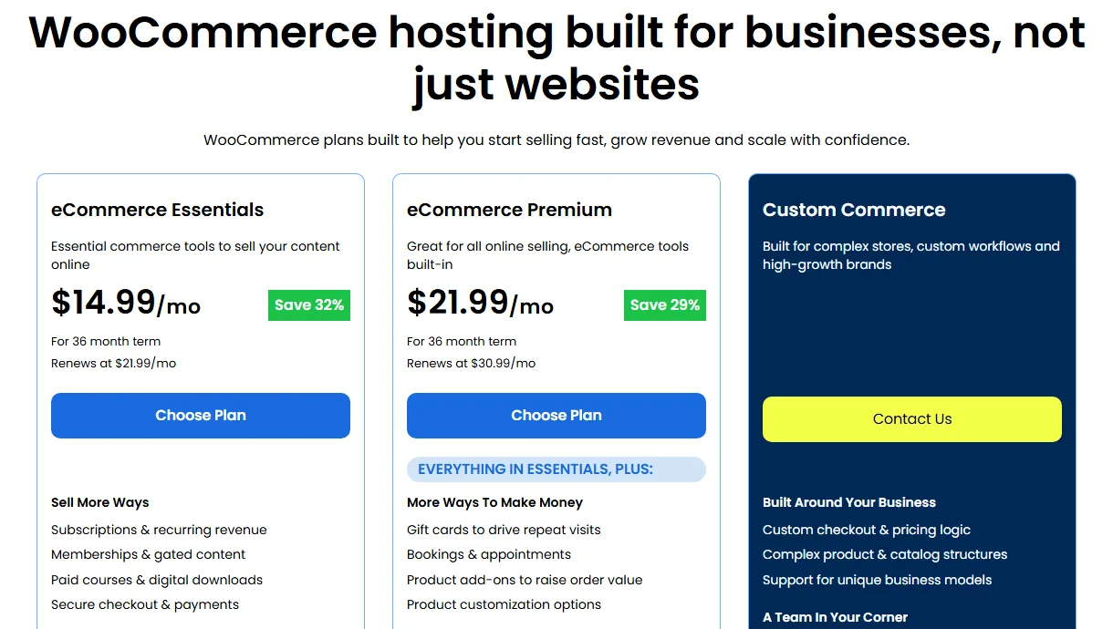 خطط وأسعار استضافة ووكومرس لدى بلوهوست Bluehost