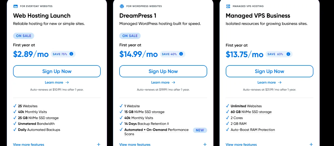 خطط وأسعار الاستضافة لدى دريم هوست DreamHost
