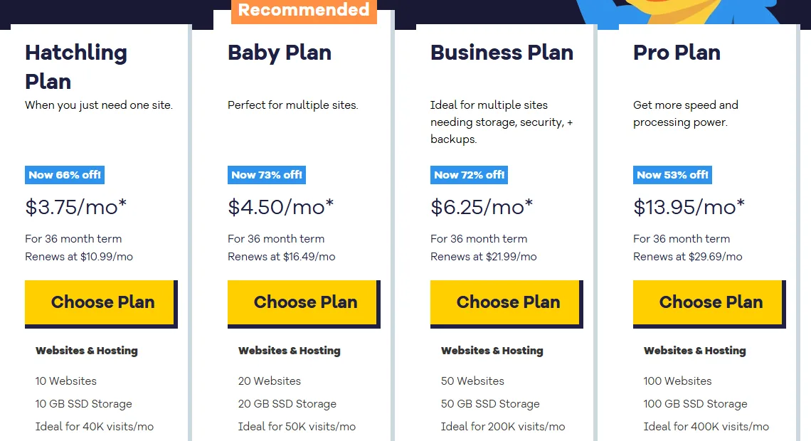 خطط وأسعار الاستضافة المشتركة لدى هوست جيتور HostGator