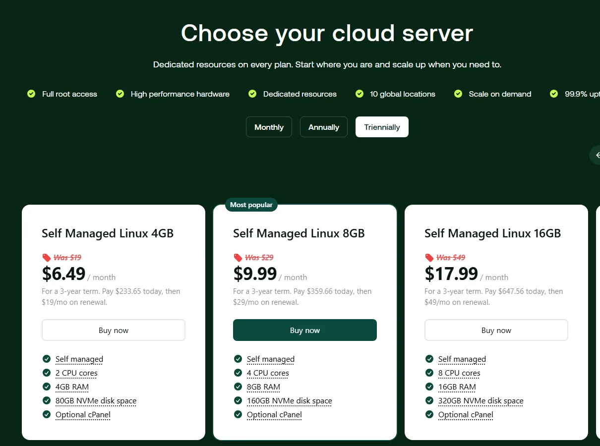 خطط استضافة VPS غير المُدارة لدى هوستنج Hosting.com