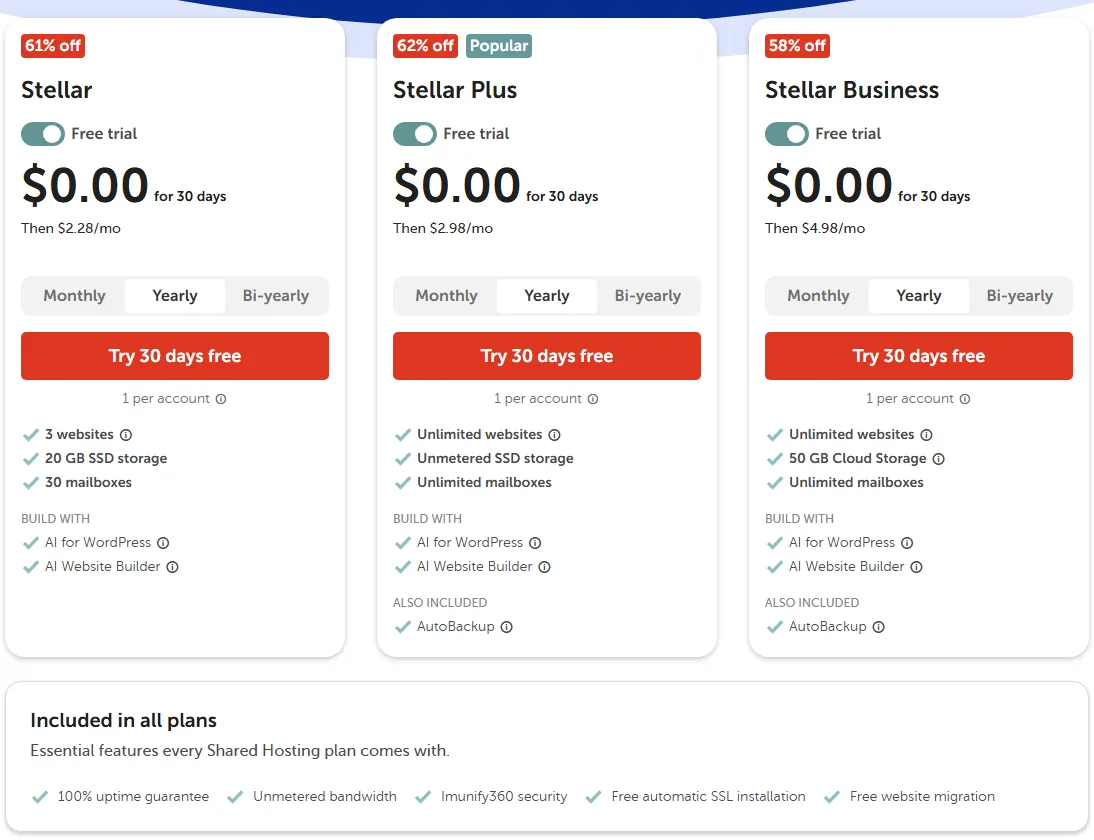 خطط نيم شيب المشتركة Stellar وStellar Plus وStellar Business مع التجربة المجانية