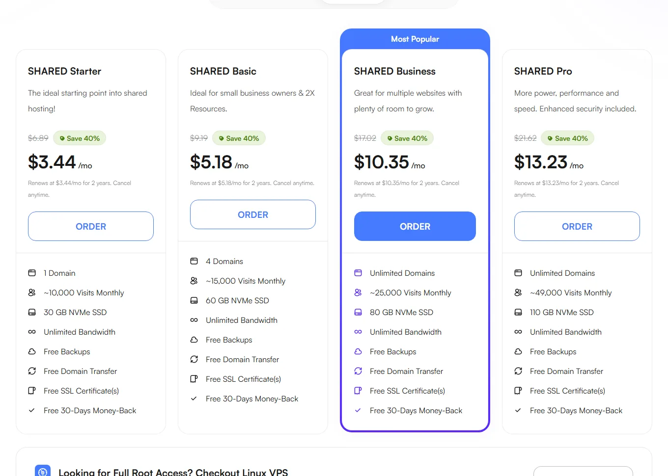 خطط وأسعار الاستضافة المشتركة لدى ألتاهوست UltaHost